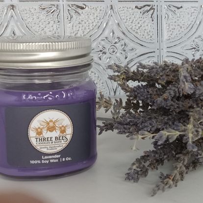 Lavender 100% Soy Wax Candle 8oz Mason Jar
